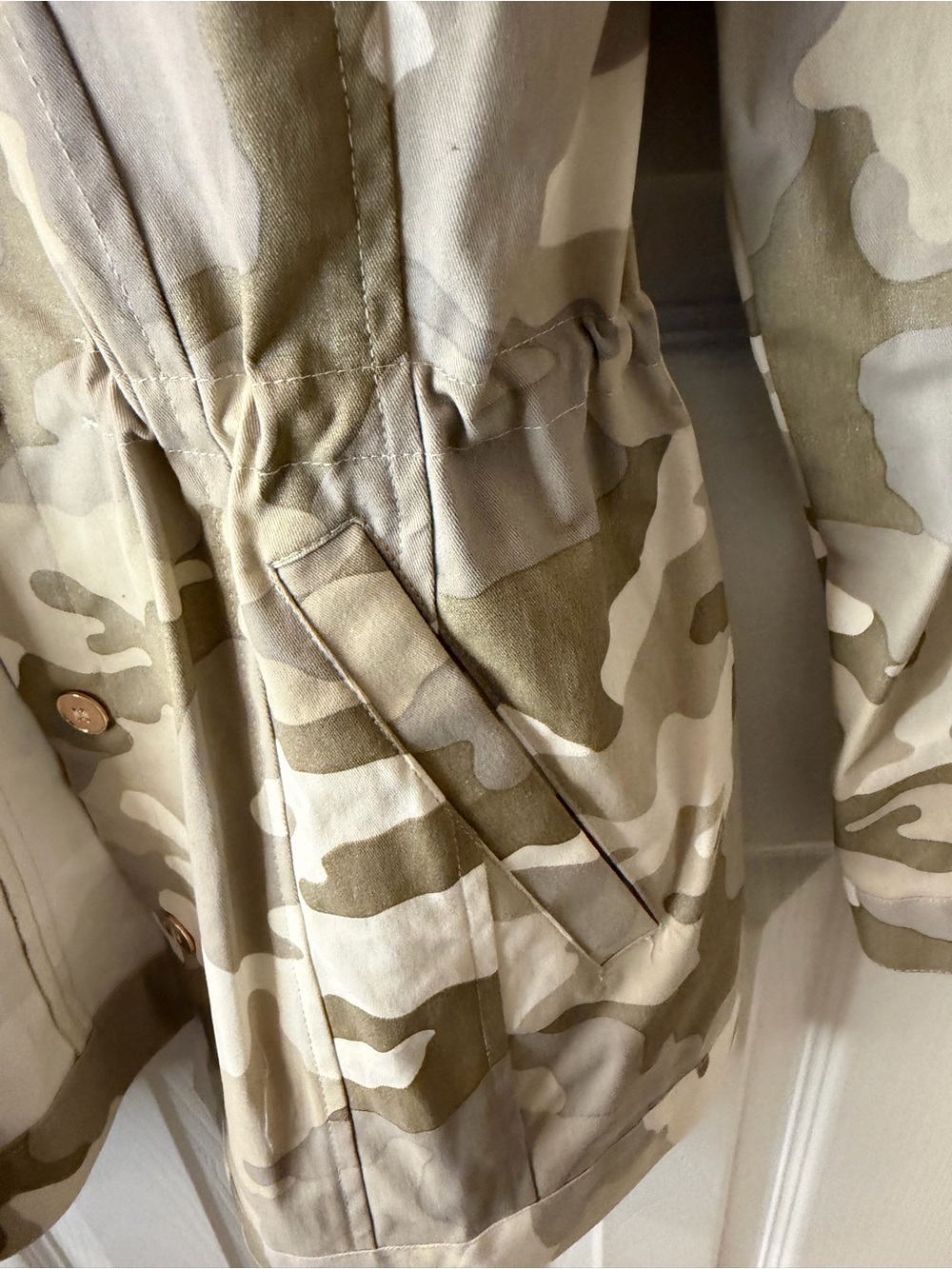 Boston Proper Women's Beige & Olive Camo Utility Jacket - Picture 5 of 12